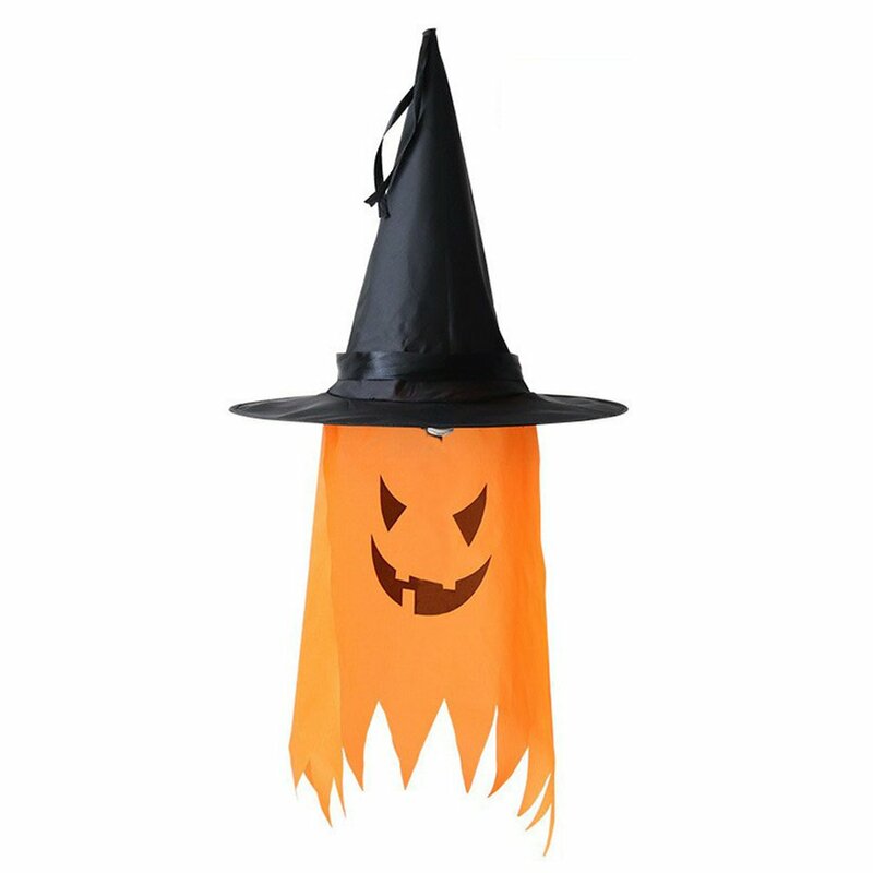 Halloween Holiday Glowing LED Lights Hat, pode ser desgastado na cabeça pingente, chapéu de bruxa, jardim, hotel, decoração do casamento