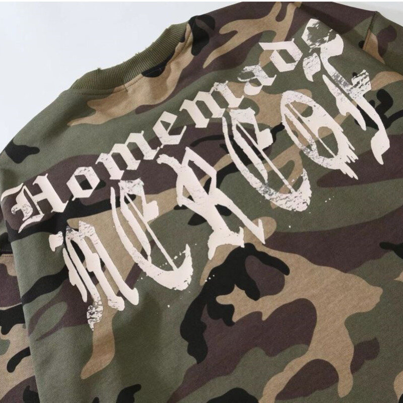 Pullover kaus bertudung kamuflase pria wanita, Sweatshirt bertudung Vintage Korea Hip Hop Y2K ukuran besar untuk pria dan wanita