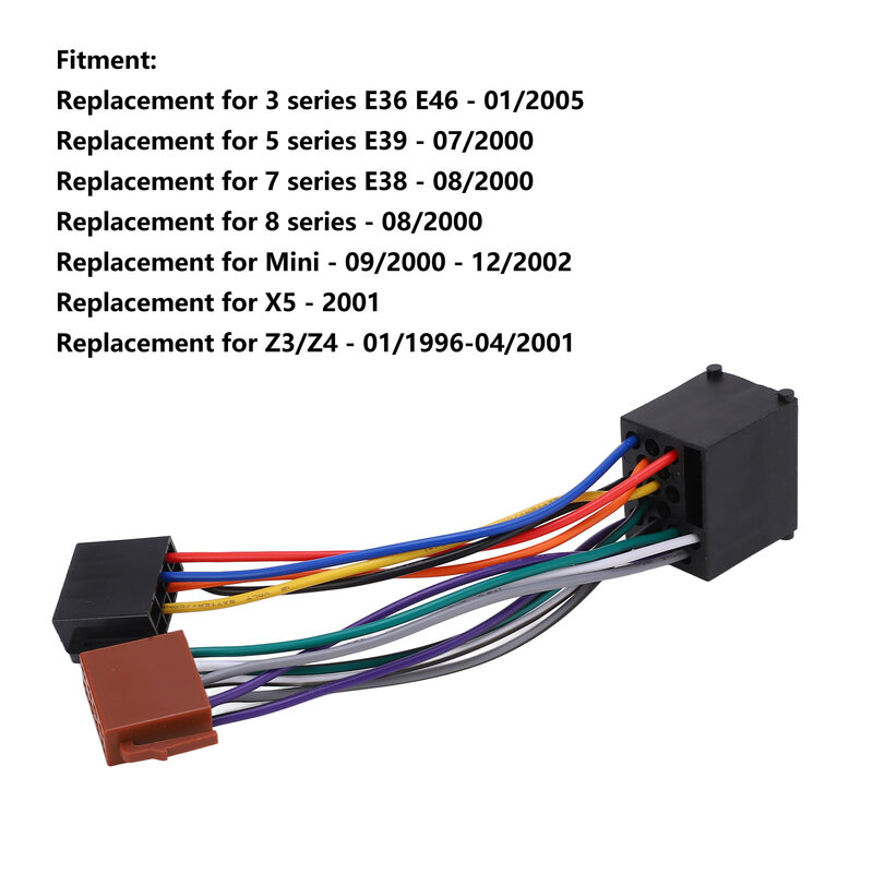 Samochód bezprzewodowy wieża Stereo Adapter do wiązki kabli ISO wtyczka wymienna dla BMW E36 E46 E39 E38 X5 Z3 Z4