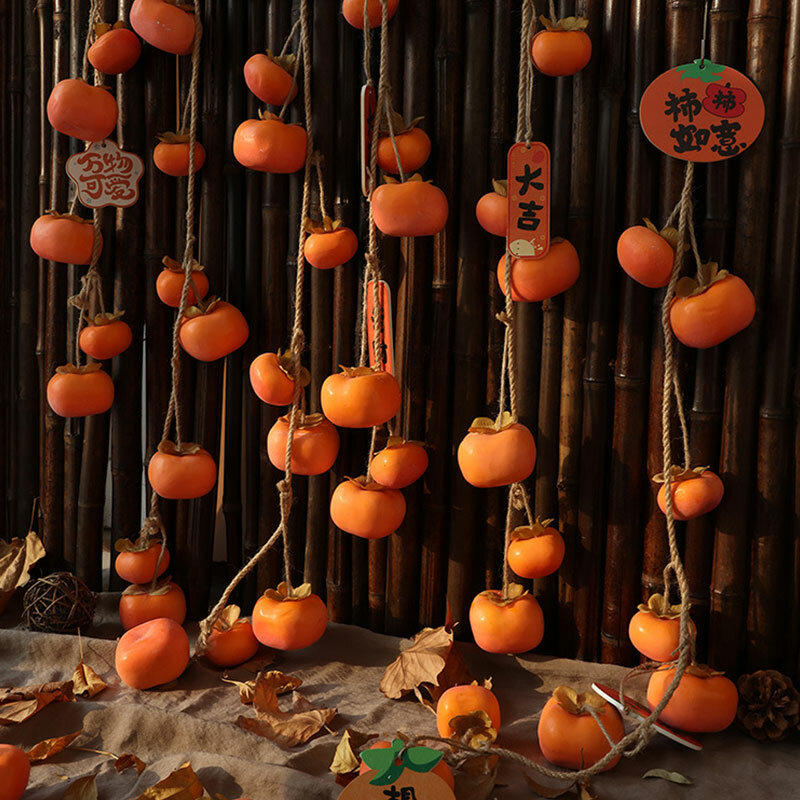 Ciondolo cachi simulato pianta artificiale decorazioni per la casa giardino appeso paesaggio decorazione festa del giorno del ringraziamento puntelli di Halloween