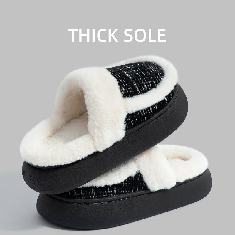 Feslishoet 여성 따뜻한 쿠션 슬리퍼 실내 야외 하우스 퍼지 푹신한 슬라이드 메모리 폼 겨울 침실 신발