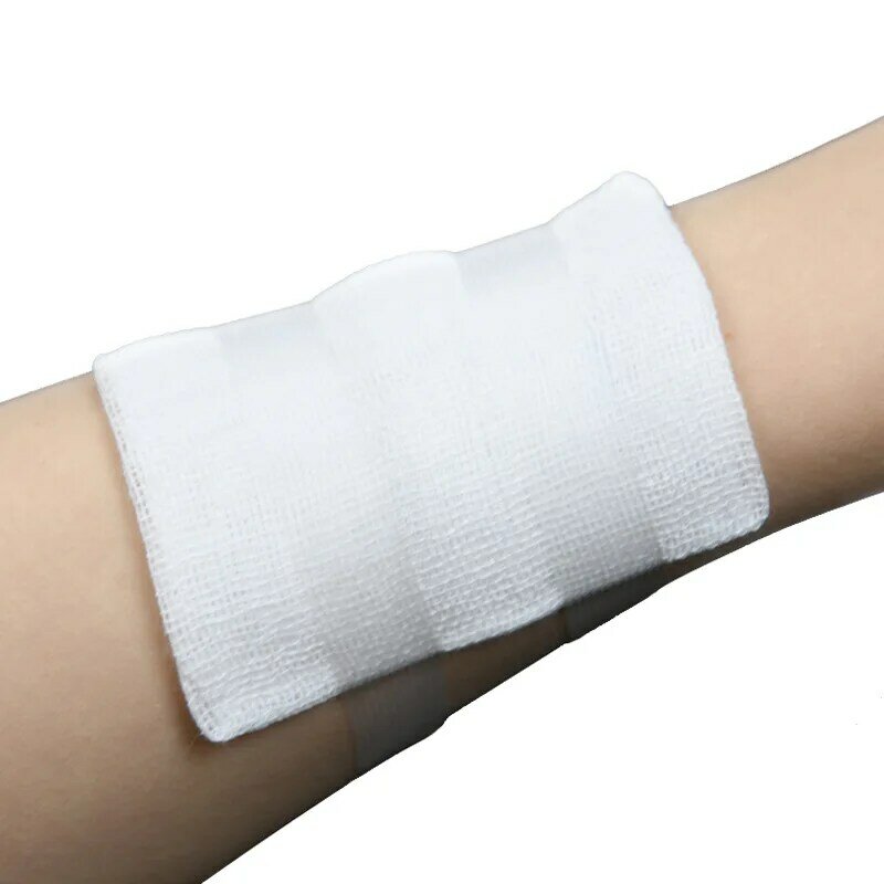 10Pcs/Bag 8 Layer Absorbent Gauze Pieces Breathable Sterile Cotton Gauze Pads Wound Dressing First Aid Supplies