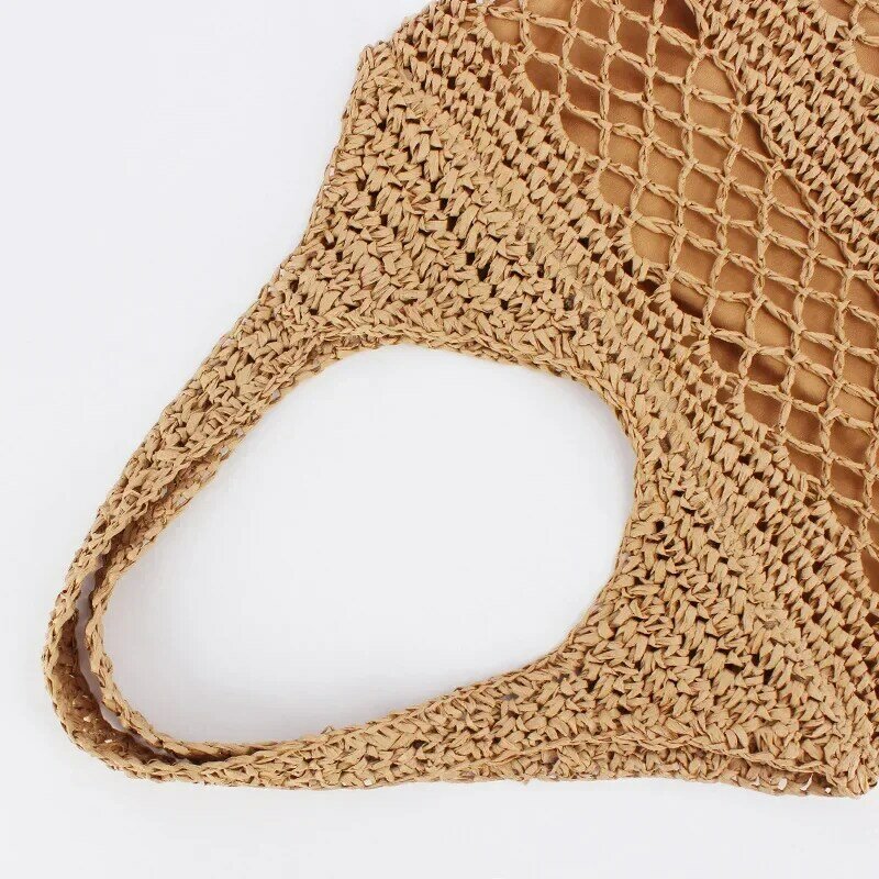 SW8  Casual Hollow Straw Women Shoulder Bags Handmade Woven Large Capacity Tote Bag Summer Beach Handbags