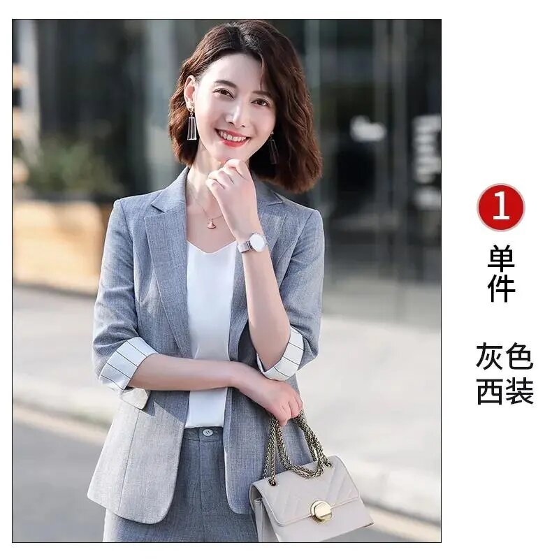 Primavera estate donna stile sottile a righe abbigliamento professionale Blazer due pezzi Set coreano moda tempo libero occupazione Blazer Pant Set