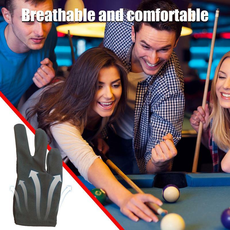 Luvas de bilhar com 3 dedos, luvas de piscina, Snooker Sport, mão esquerda ou direita, 20 peças