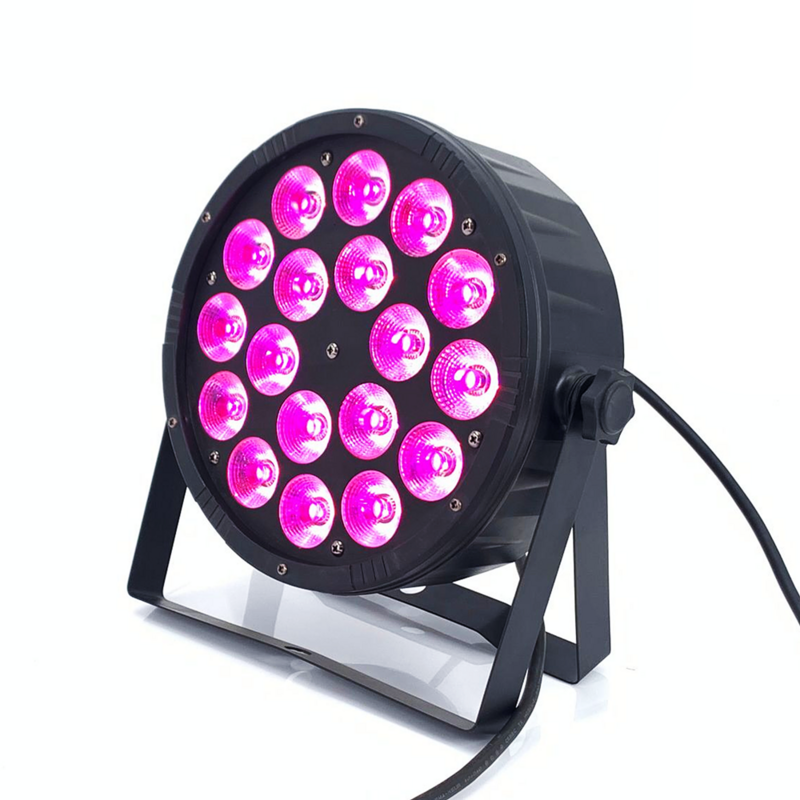 LED 플랫 슬림파 RGBWA DJ 워시 라이트 스테이지, Dmx 파 빔 스팟, UV 6 인 1, 18x18W