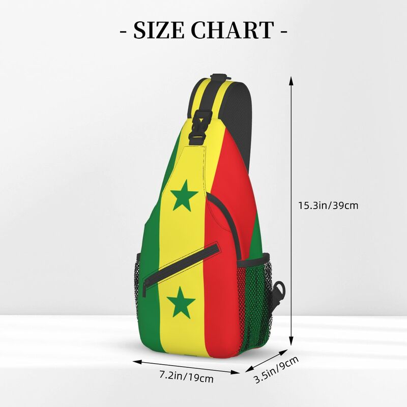 Bandolera de la bandera de Senegal, bolso de pecho fresco, mochila de hombro con bandera de Senegal, mochila de día para viajes, senderismo, viaje, Satchel