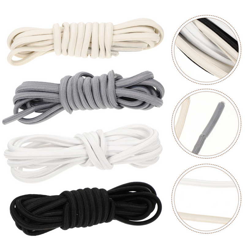 4 Pairs Free Elastic White Shoelaces Tieless Straps Sneaker Adults Kids White Shoes for Sneakers Sports