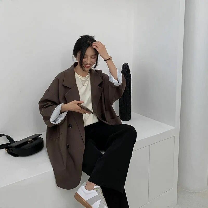 Autumn Women Office Lady Single Breasted Blazers Casual Loose Simple All-match Comfortable Elegant Coats Fashion Top New