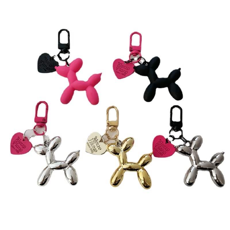 LLavero de perro con globos en 3D para teléfono móvil, accesorios de moda para IPhone, cordón de corazón, decoración de bolsa de teléfono