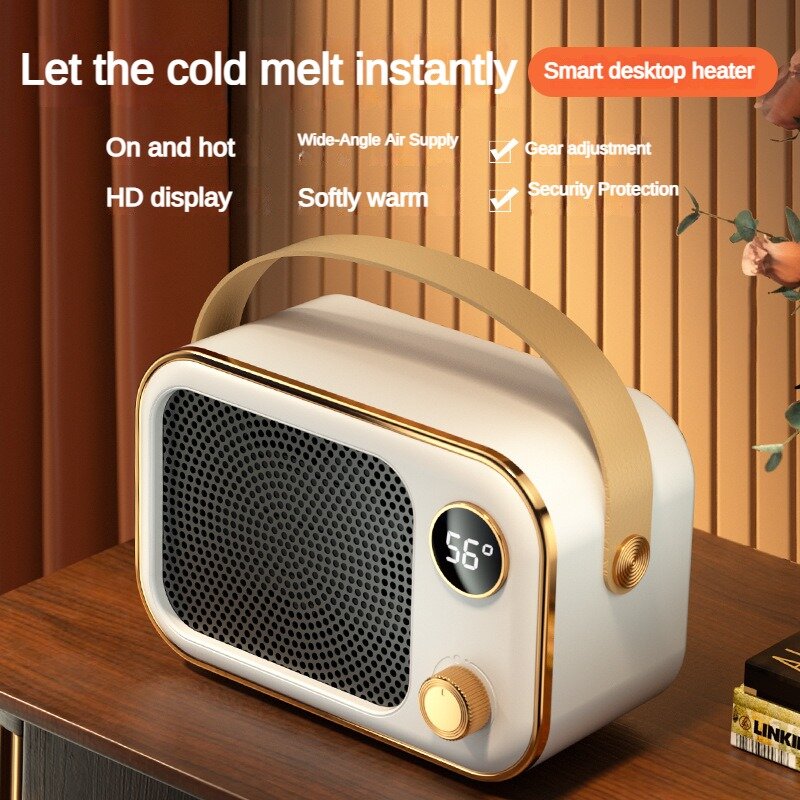 Two-gear adjustable electric heater with strong warm air heater softly warms the household intelligent desktop heater.