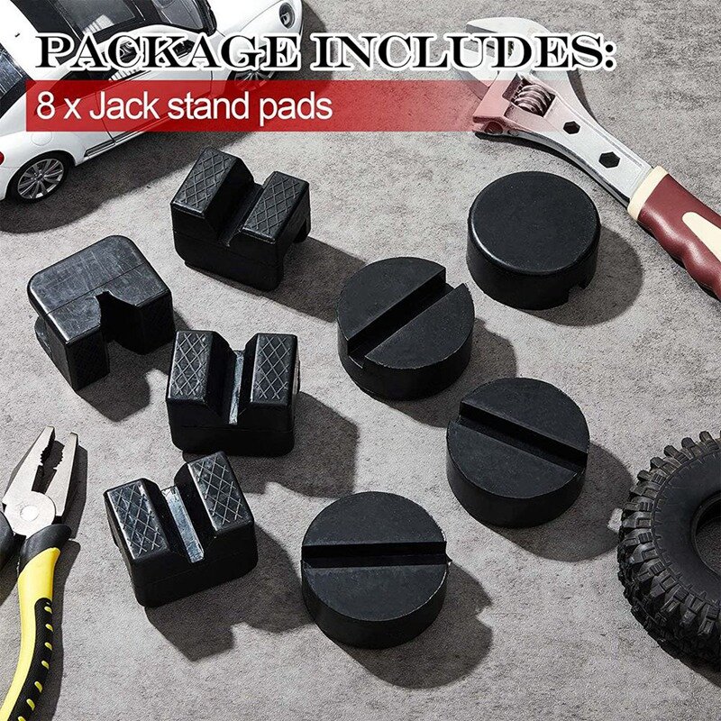 NEW-8Pcs Jacks Stand Pads Universal Slotted Frame Rail Pinch Welds Protector Rubber Jacks Pad For Jacks Stand Accessories