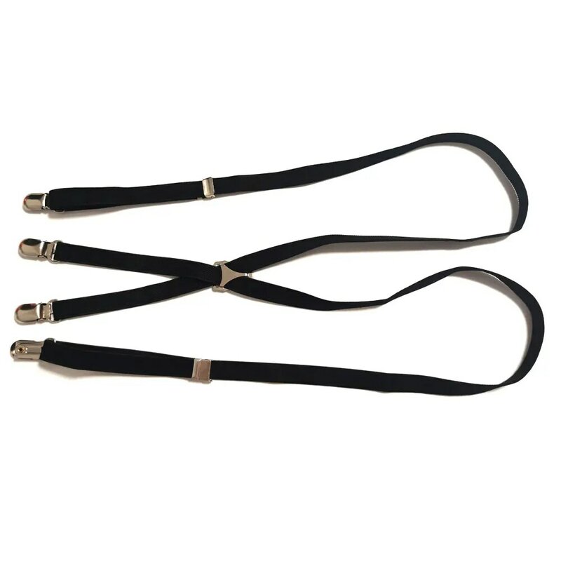 Moda feminina 4 clip x-type suspensórios cintas elástico dupla alça de ombro calças acessórios de vestuário 1.5cm largura