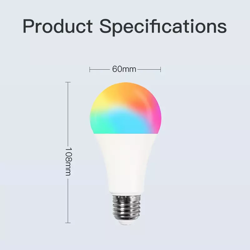 Moes WiFi inteligentna żarówka LED Tuya ściemniana lampa 9W RGB C + W inteligentne życie App sterowanie rytmem Alexa Google Voice E27 90-250V 806lm