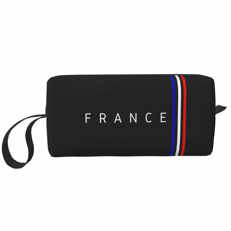 Grande capacidade bandeira francesa saco cosmético para mulheres, maquiagem patriótica caso, orgulho de França, kawaii, beleza armazenamento sacos de higiene pessoal