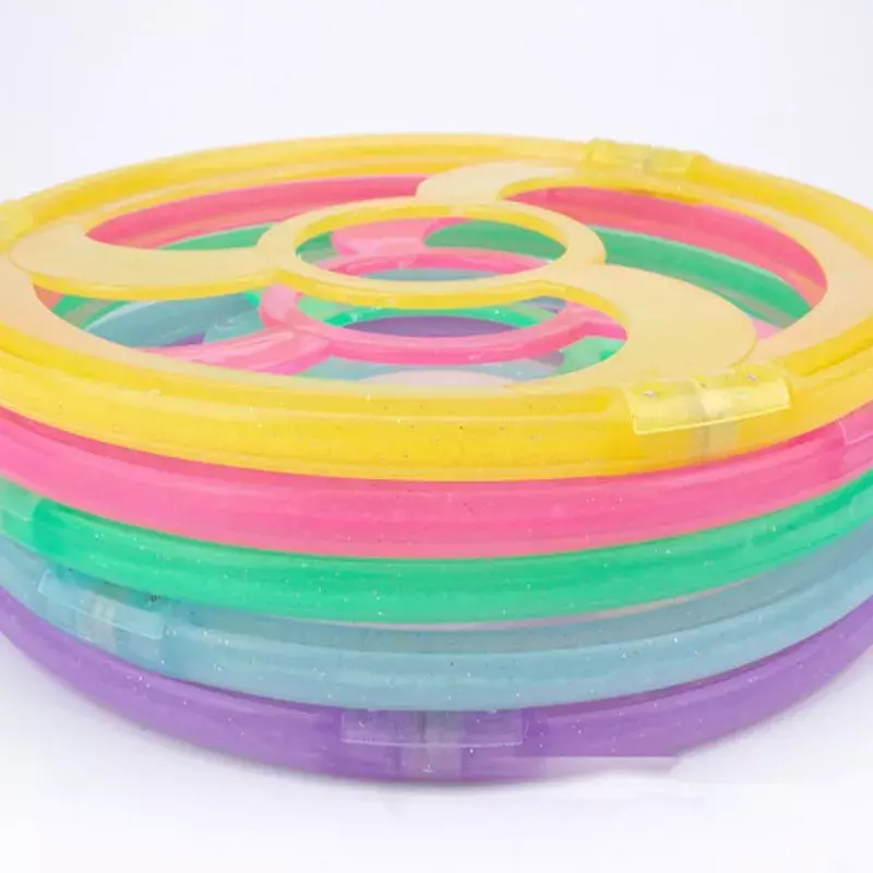 1ชุดแหวนม้วนโฟมสีทึบแหวนเหล็กหนาของเล่นกันลื่นกันเปลี่ยนรูปแบบแหวนเหล็กดึงอุปกรณ์กลางแจ้งสำหรับเด็ก