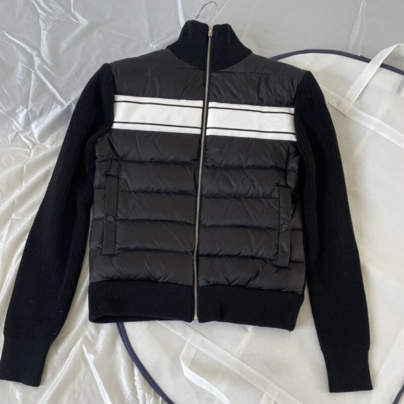 winter Men's knitting Splicing Down jacket fashion Leisure lovers coat daily Versatile White goose down Send dust bags