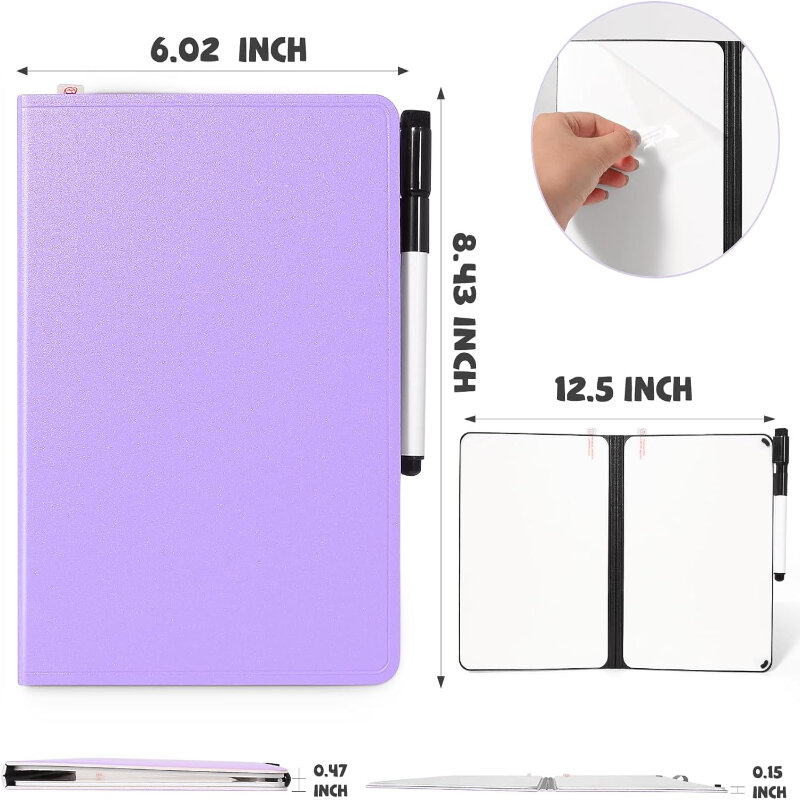 Small White Board Dry Erase, Double Sided Folding Whiteboards with Pen, Mini Portable Dry Erase Board for Study Meeting Doodling