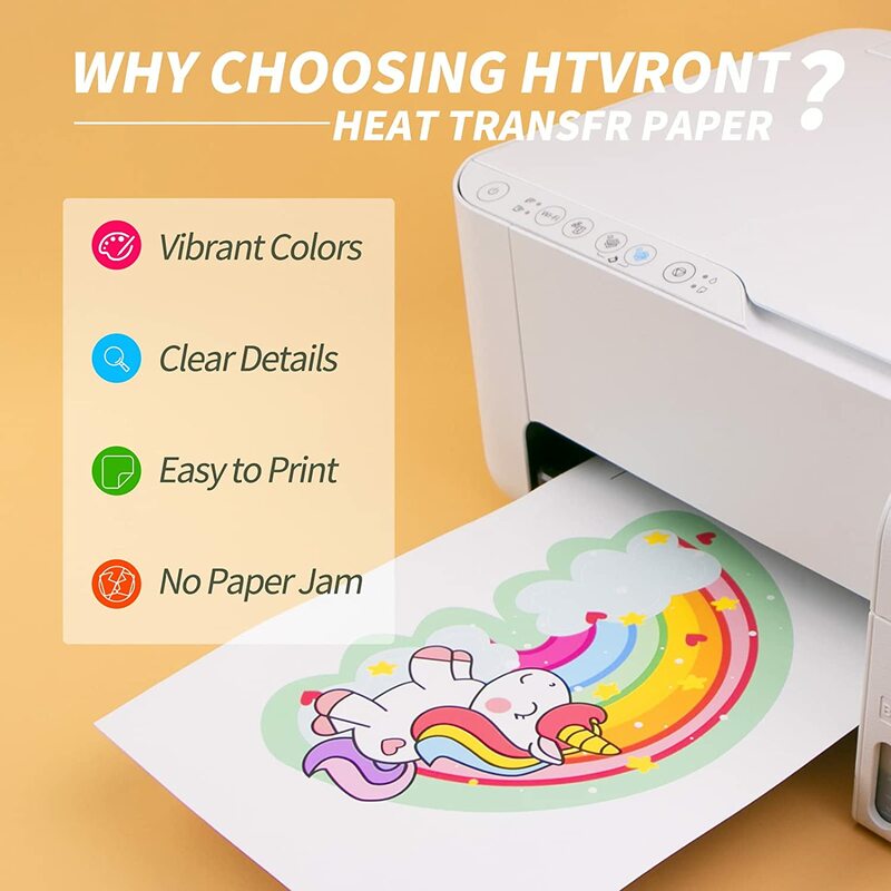 HTVRONT-Papel de transferencia de calor para Camiseta de algodón de tela oscura, papel de transferencia de calor imprimible para plancha DIY, 10 hojas de 8,5x11 pulgadas