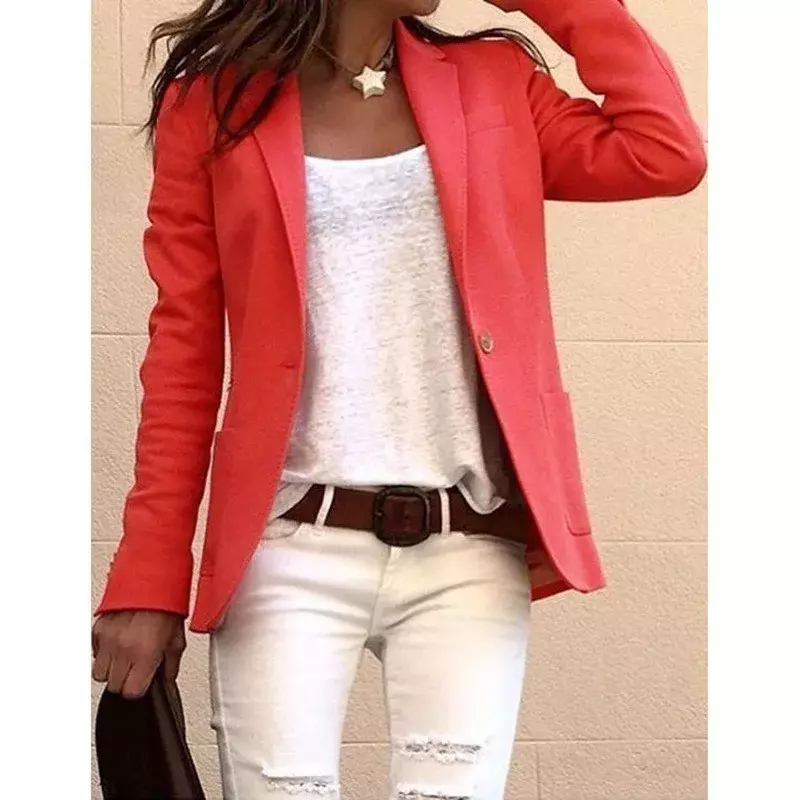 Womens Blazer Candy Color Open Front Cardigan Office Jackets Long Sleeve Casual Blazer Outfits Daily Wear Vintage Women Coat