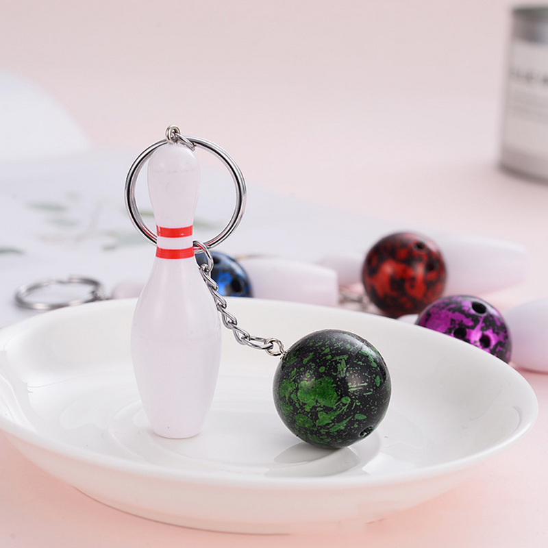4 Pcs Bowling Keychain Decorative Keychains Simulated Sports Match Abs Mini Rings Keepsakes