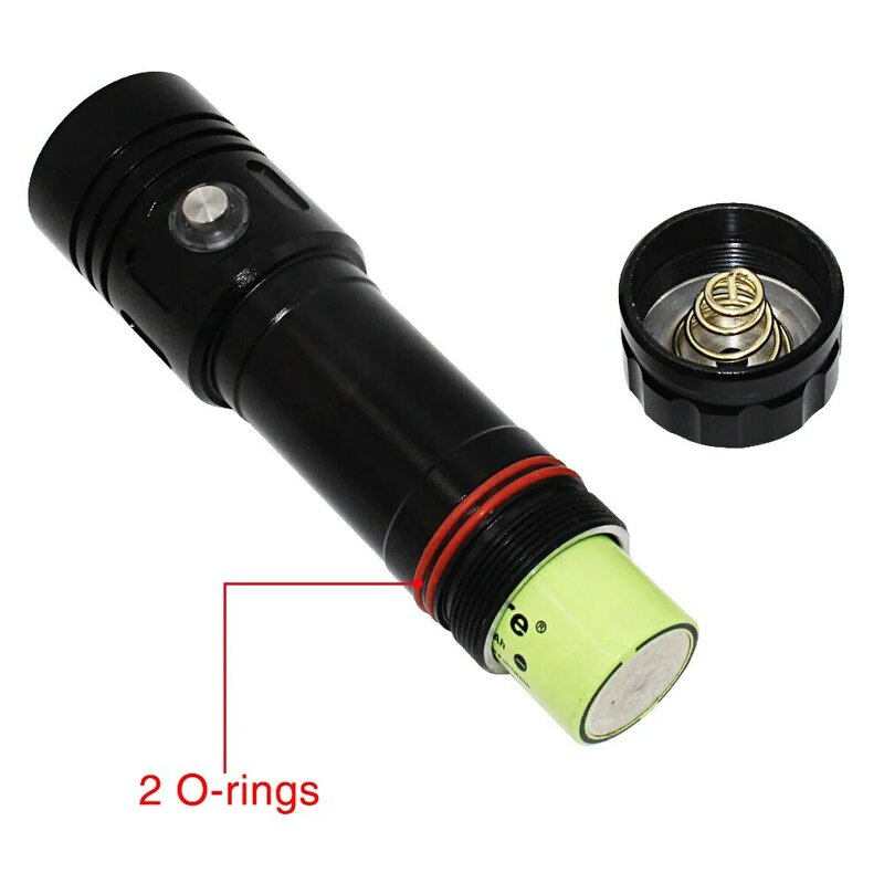 Yellow/White LED Flashlight torch underwater 50m diving flashlight lamp 4 file waterproof led dive light power by 26650 battery