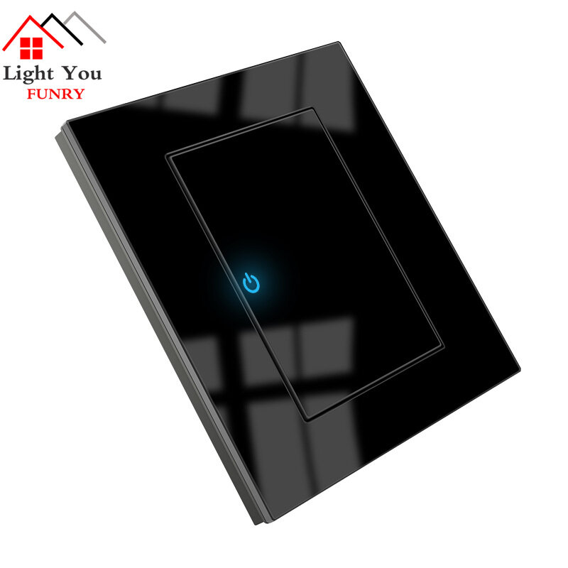 1 2 3 4 Gang 1 2 Way Household Type 86 Wall Switch Socket With Led Tempered Glass Mirror Reset AC 110-250V