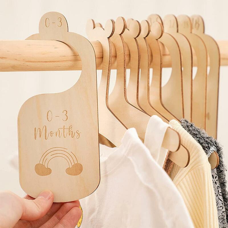 7 pcs/set Baby Closet Size Dividers Wooden Baby Closet Organizers from Newborn Infant to 24 Months for Home Nursery Baby