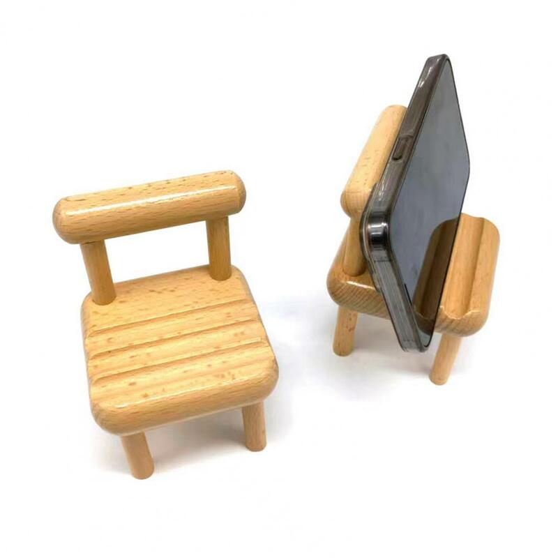 Mini support de téléphone portable en bois de hêtre, design de chaise, support de téléphone portable, support de montage, utile, T1