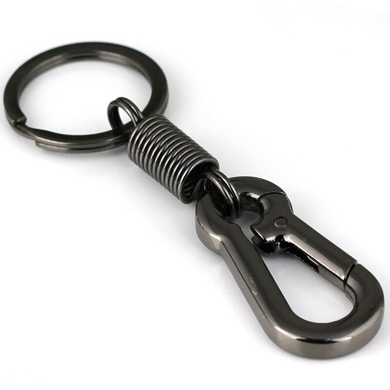Sturdy Carabiner Key Chain Key Ring Polished Key Chain Spring Key Chain Business Waist Key Chain, Black