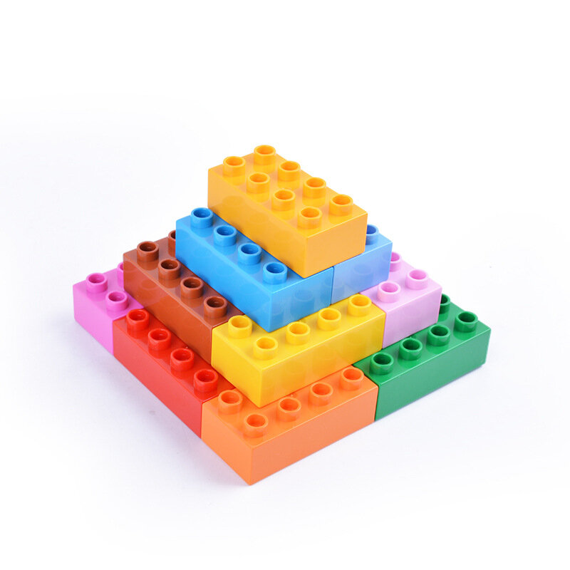 12pcs DIY Grande Bloco de Construção Tijolos Finos 2X4 Bricks Tamanho Grande Acessórios Montados Bulk Part Enlighten Brick Brinquedos Para Crianças