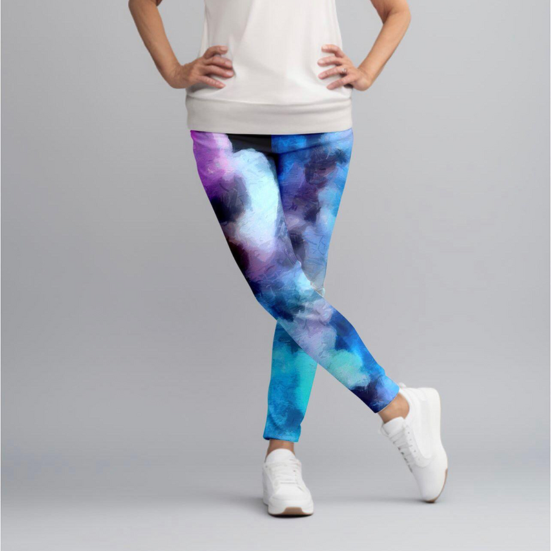 Letsfind กางเกงเอวสูงสำหรับผู้หญิง, กางเกงแฟชั่นเอวสูงพิมพ์ลาย3D ออกกำลังกายได้อย่างอิสระเลกกิ้งฟิตเนสเซ็กซี่
