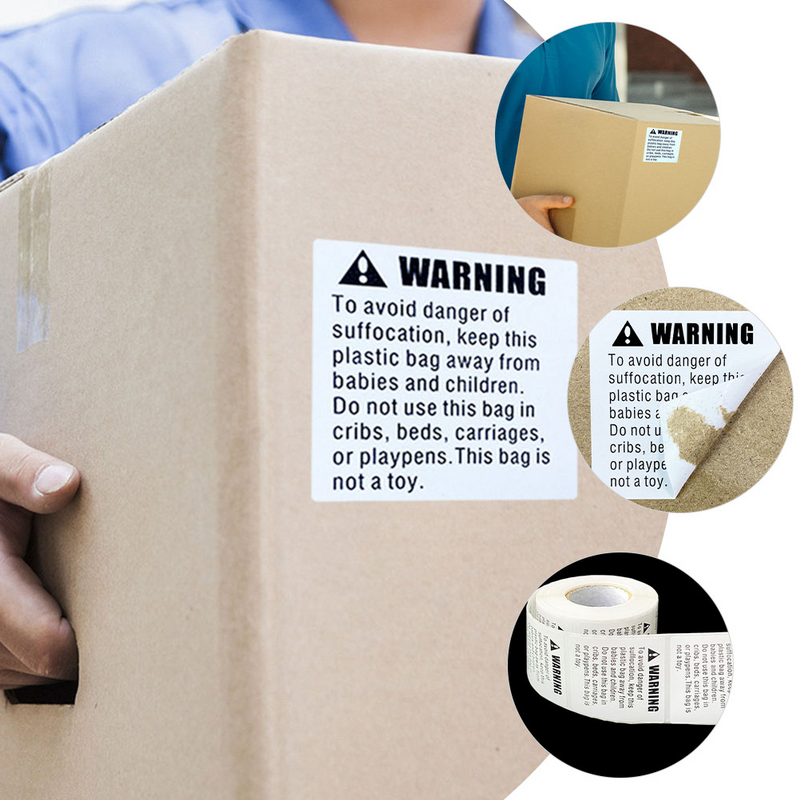 Pakowanie etykiey samoprzylepne naklejki zapobiegające uduszeniu znaki ostrzegawcze papierowe kartki nieozdobione opakowanie na prezent