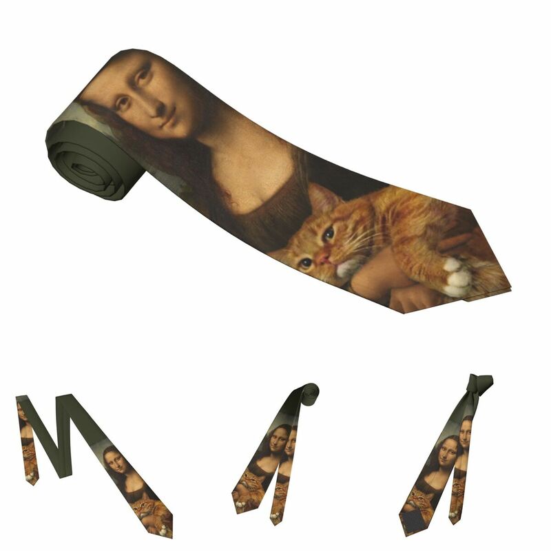 Mona Lisa-corbatas Unisex de poliéster para hombre, corbata de 8 cm de ancho con estampado de Humor, accesorios para camisa