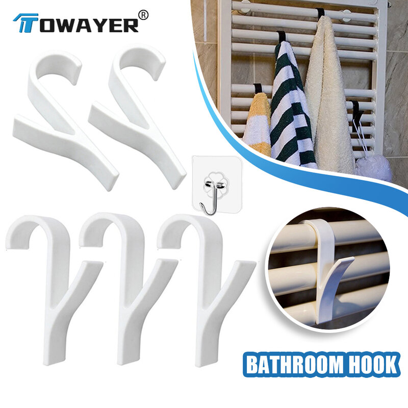 Hanger For Heated Towel Radiator Rail Clothes Hanger Bath Hook Holder Percha Plegable Scarf Hanger Towel Heated Hooks for Bath