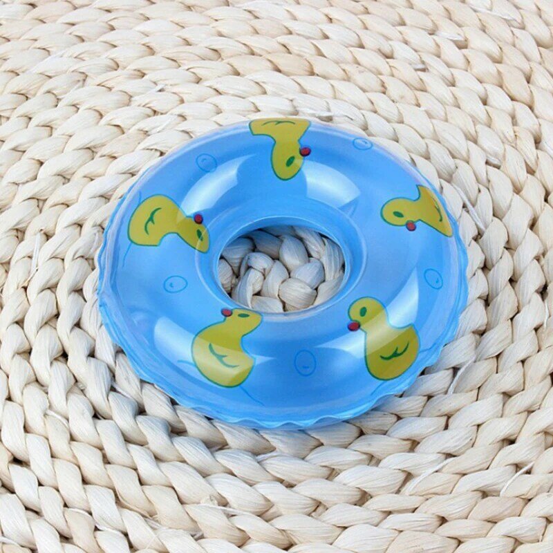 Mini Donuts Swim Ring para crianças Acessório de piscina divertido Brinquedos flutuantes Boneca de patos de borracha Brinquedo de banho inflável Verão