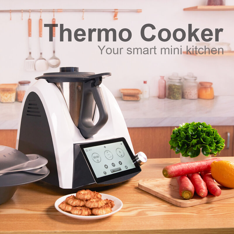 Multi-funcional thermo mix processador de alimentos inteligente cozinhar robô tudo-em-um fogão, chopper, navio, espremedor, liquidificador, ferver, amassar, pesar