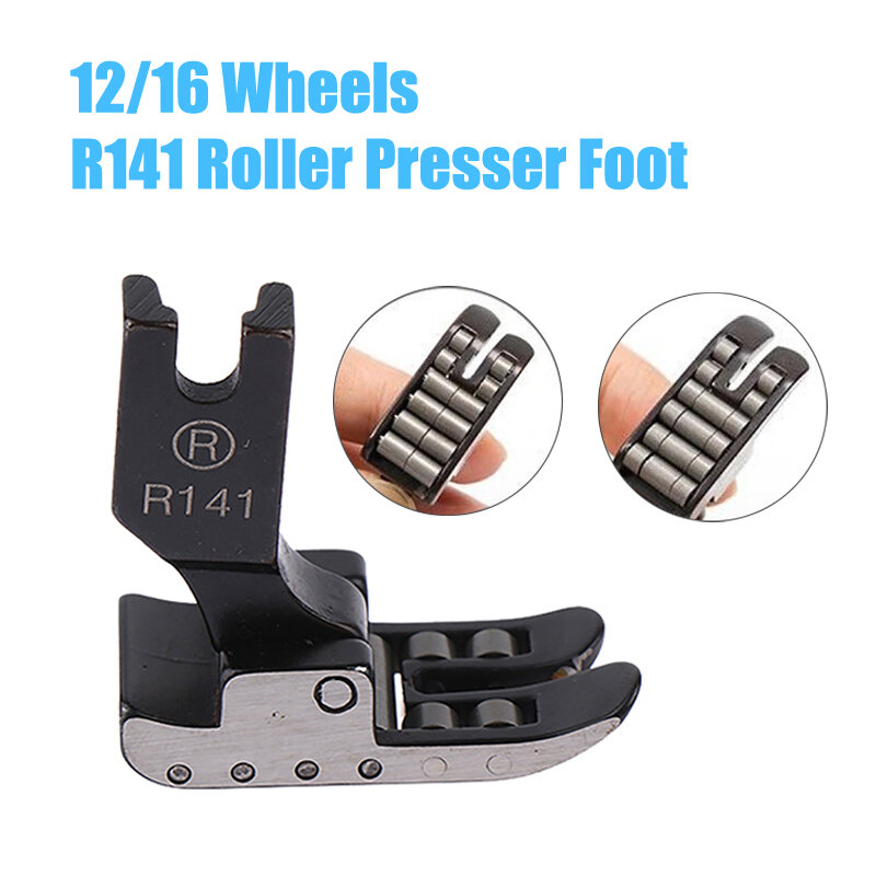 Máquinas-ferramentas de costura industrial Lockstitch, Roller Presser Foot, Tecido revestido de couro, Pés R141, 12 16 Rodas
