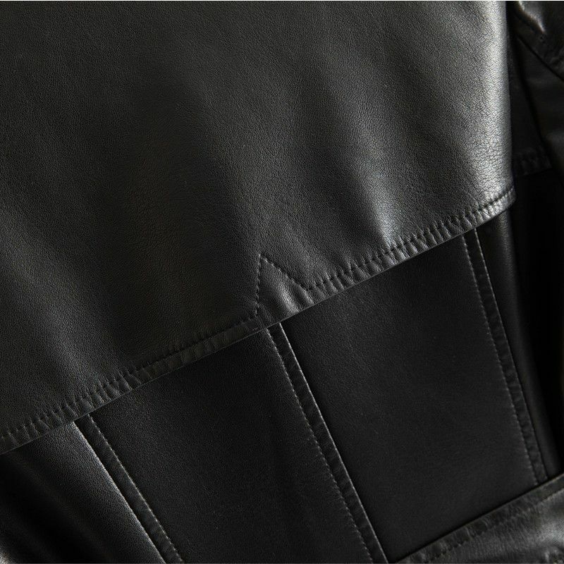 2023 Winter New Women High-End Slim-Fit Leather Coat Female Temperament Long Sheepskin Trench Outcoat Casual Versatile Outerwear