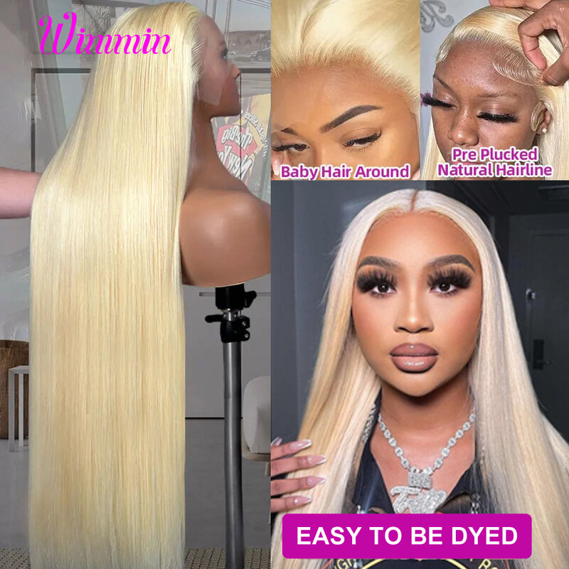 Blonde 613 Lace Front Wig Human Hair 5x5 HD Lace Closure Wigs Brazilian Straight Hair 6x6 HD Closure Wigs Pre Plucked Wimmin