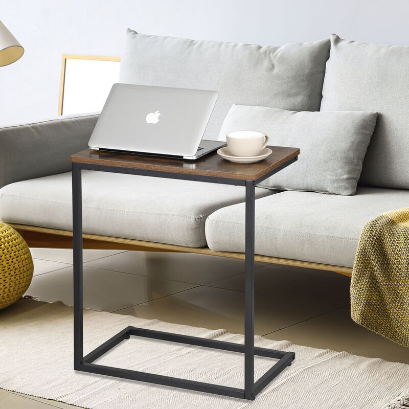 2-częściowy stolik boczny w kształcie litery C z metalową ramą do sofy i kanapy