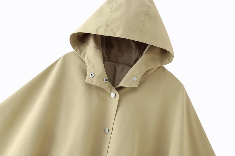 Abrigo holgado con capucha para mujer, abrigo de manga larga con bolsillos laterales y botones, estilo retro, top elegante, nueva moda