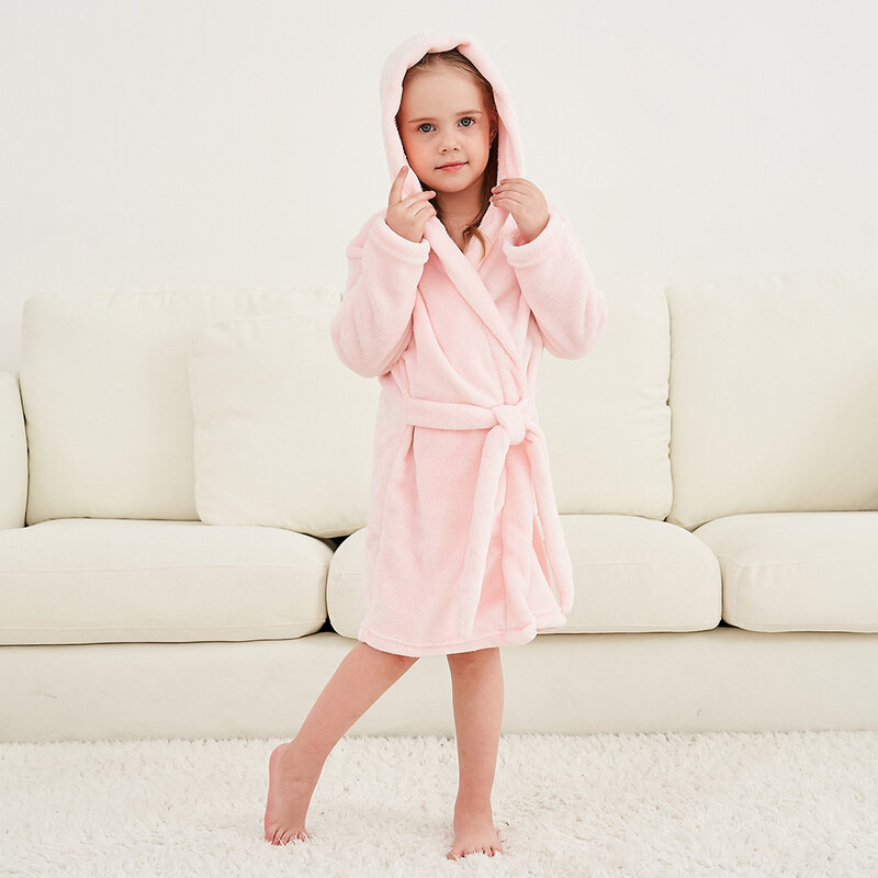 Piżama i szlafroki dla dzieci jednolity kolor miękki szlafrok spersonalizowany księżniczka bielizna nocna ciepła odzież ubrania domowe 2-12 lat