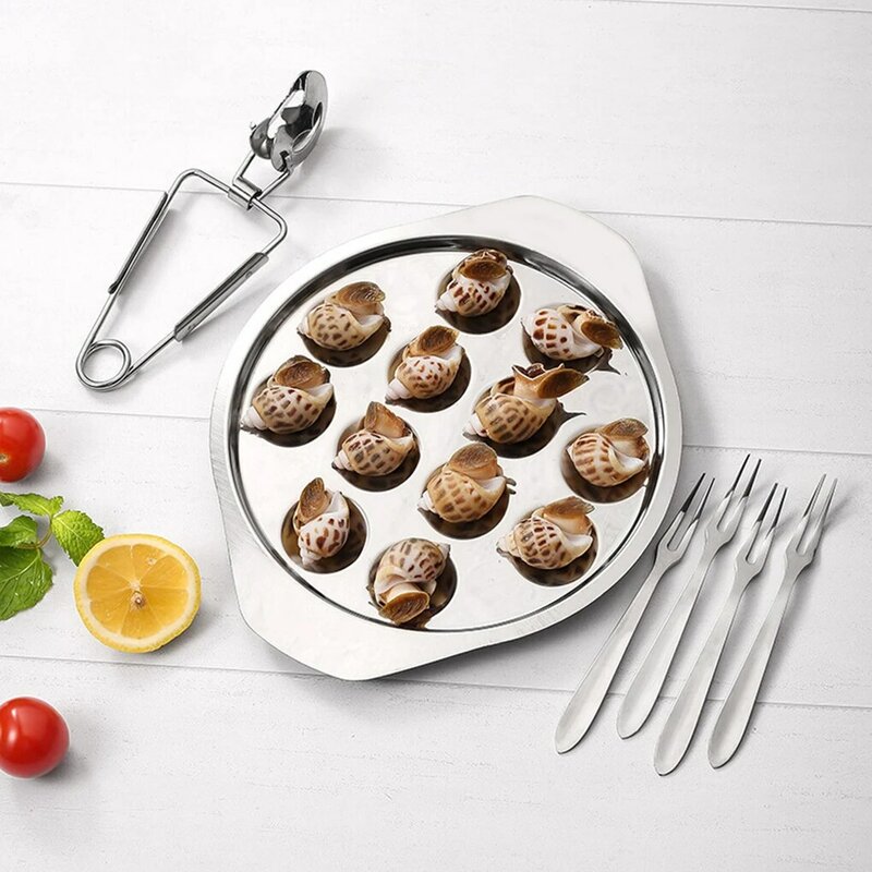 Stainless Steel Escargot Plate For Western Restaurant Seafood Dish Easy To Clean Snail Plate