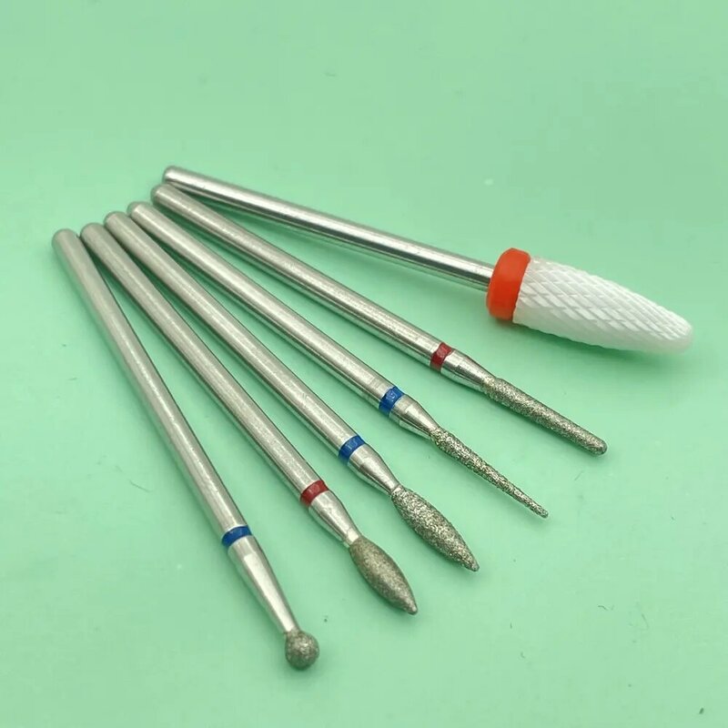 6PCS Milling Cutter for Manicure Diamond Ceramic Nail Drill Bits Mills Removing Nail Bit Set Gel Electric Manicure Machine Tools