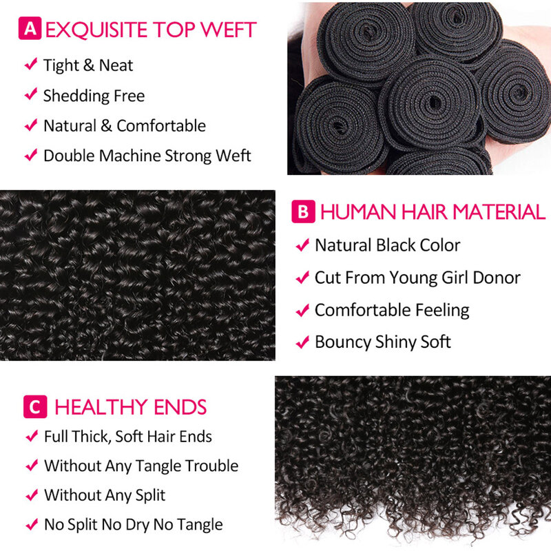 Indian Kinky Curly extensões de cabelo humano, tecelagem, cor natural, 1 Pacotes, 3 Pacotes, 4 Pacotes Deal, Atacado