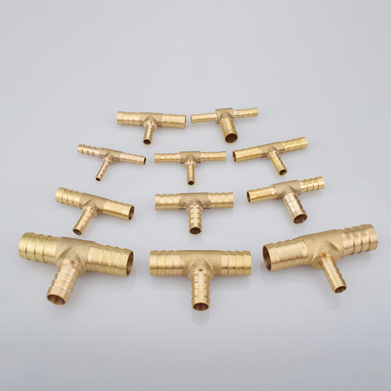 4 5 6 8 10 12 14 16 19mm Equal Reudcing Hose Barb Tee 3 Ways Brass Pipe Fitting Connector Splitter Coupler Adapter Water Gas Oil