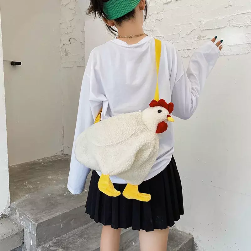 Toddler Newborn Cute Plush Crossbody Purse Cartoon Chicken Shoulder Bag Party Work Travel Satchel For Women Girls Streetwear