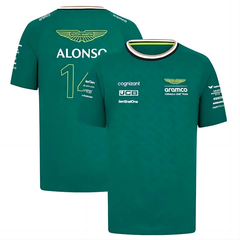 Neueste 2024 Alonso Spanisch Fans Trikot Aston Martin Amis Erkenntnis f1 Lanze Spaziergang Team Fahrer T-Shirt gedruckt Herren lässig T-Shirts