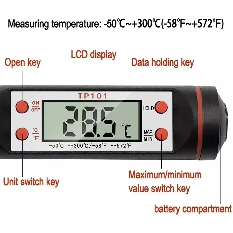 Kitchen BBQ Thermometer Water Oil Cooking Meat Food Thermometers Cake Candy Fry Grill Dinning Household Oven Tool